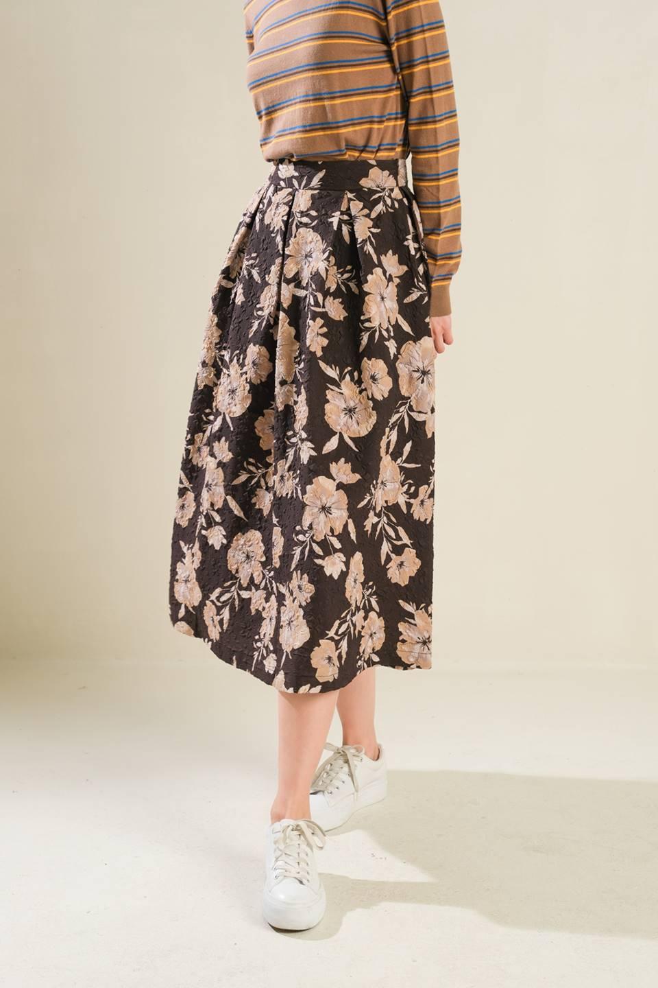 POSH PRESENCE WOVEN MIDI SKIRT