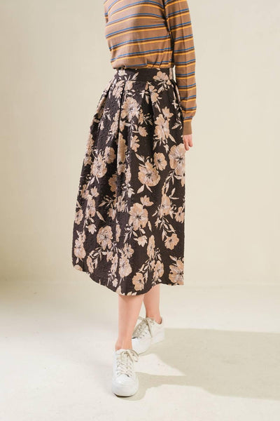 POSH PRESENCE WOVEN MIDI SKIRT