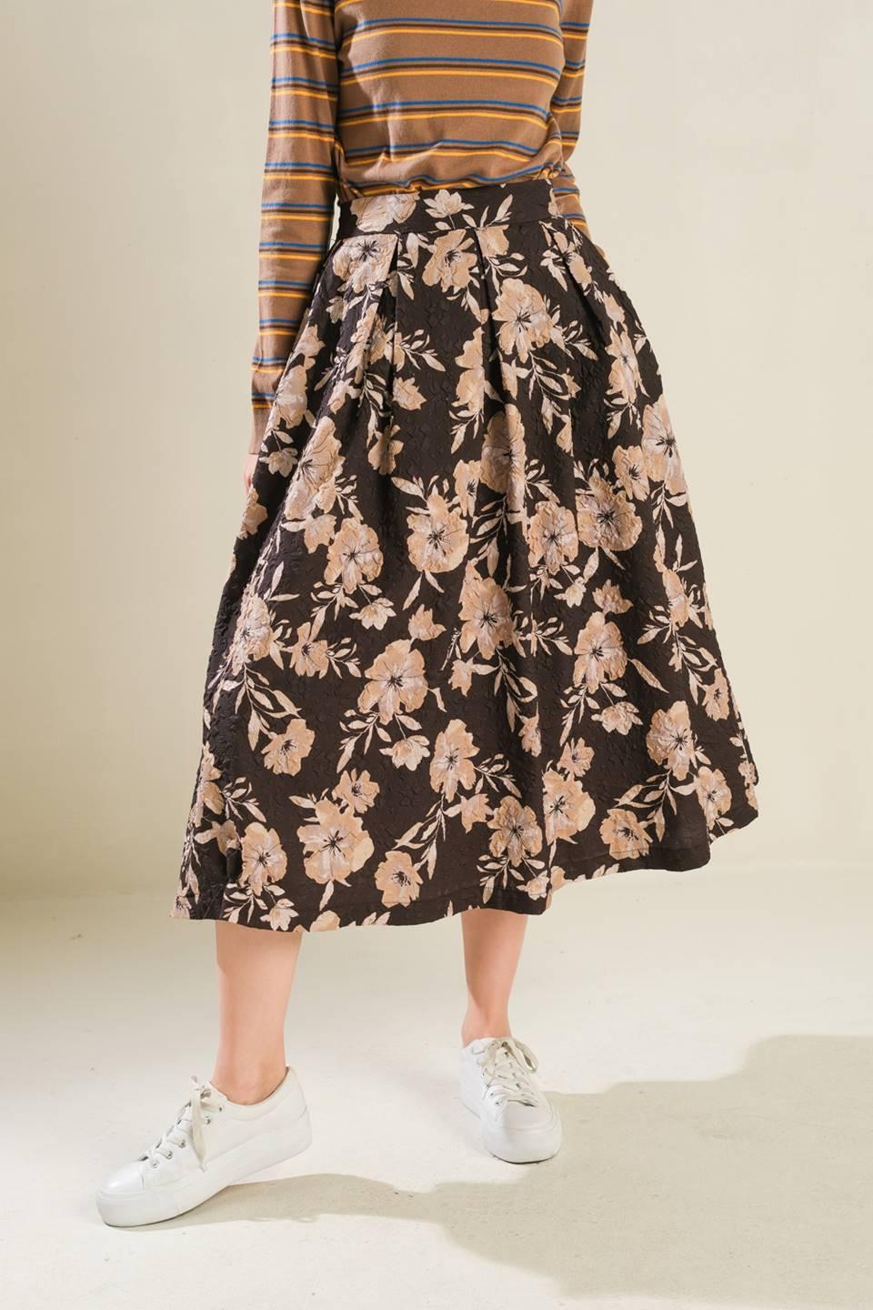 POSH PRESENCE WOVEN MIDI SKIRT