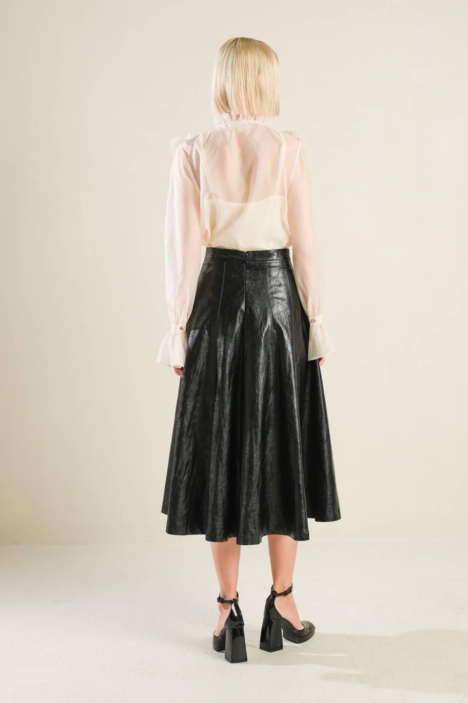 MY HEART TO YOU LEATHER MIDI SKIRT