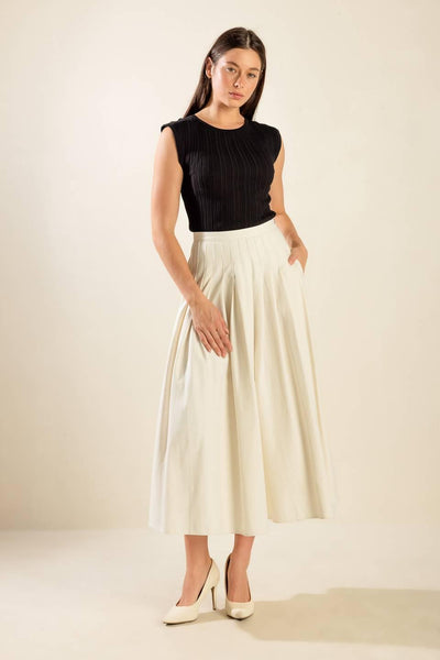 FLEETING FAUNA WOVEN MIDI SKIRT