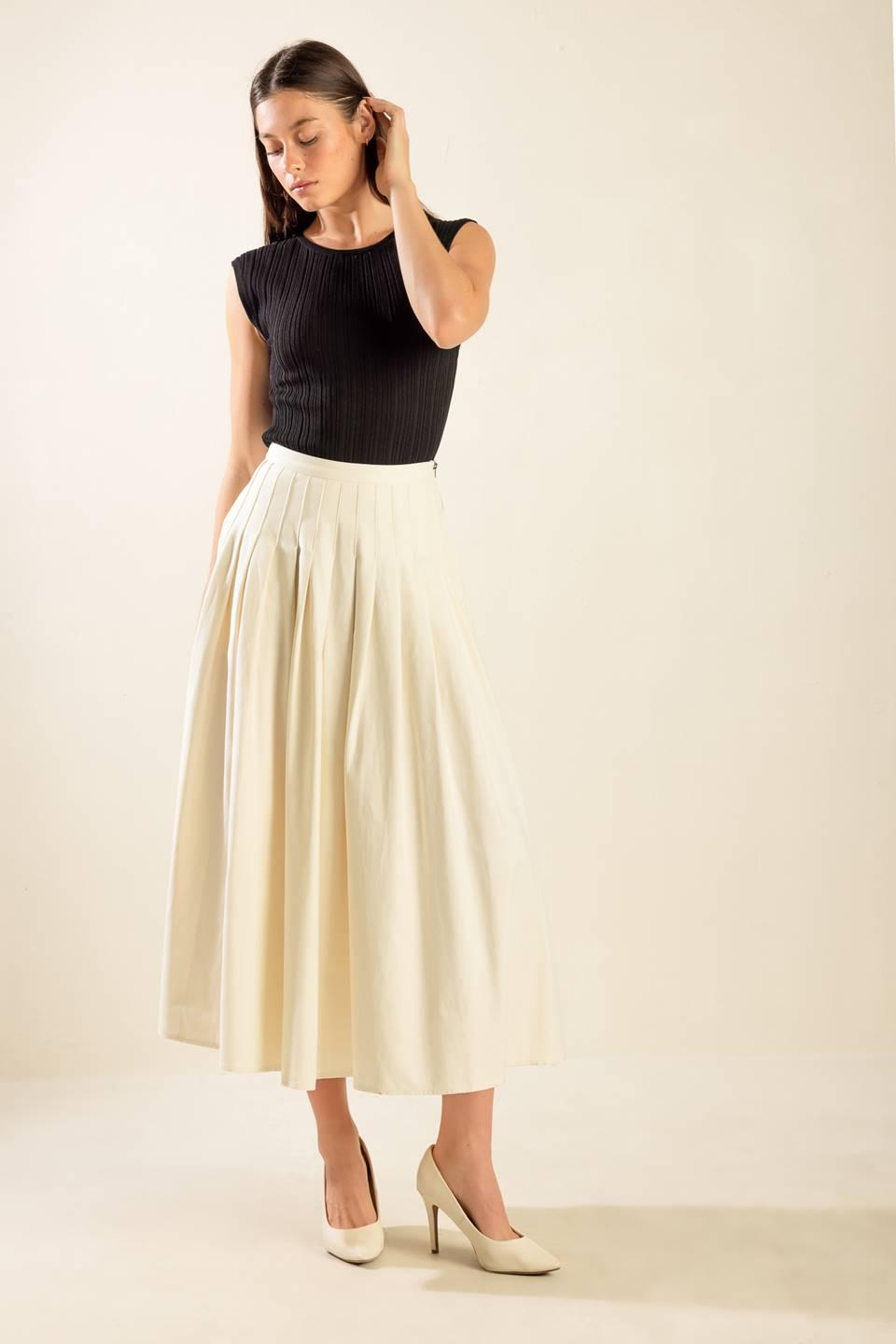 FLEETING FAUNA WOVEN MIDI SKIRT