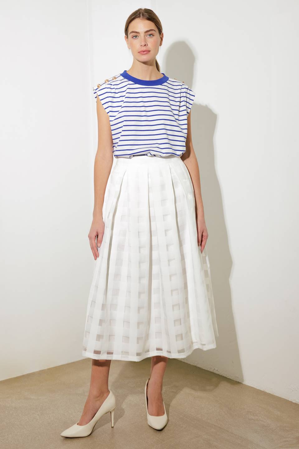 LET'S KEEP GOING ORGANZA MIDI SKIRT