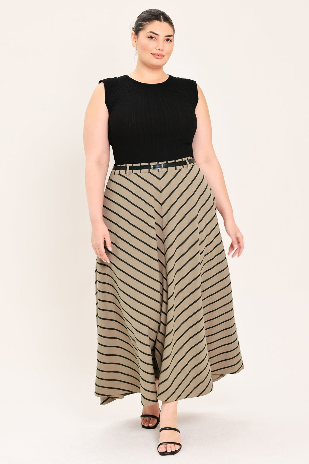 WEEKEND VIBE STRIP WOVEN MIDI SKIRT