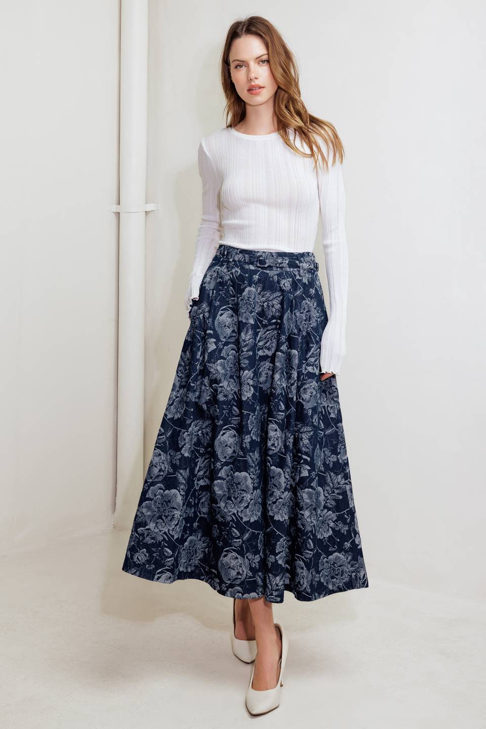 URBAN MUSE JACQUARD DENIM SKIRT
