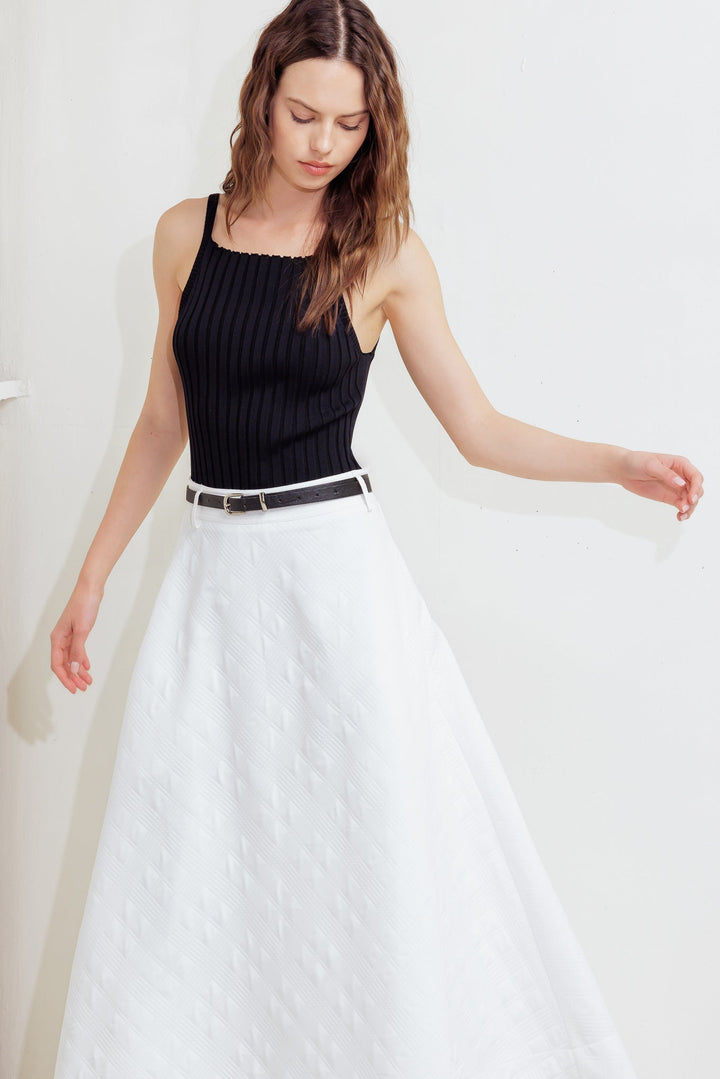 DOWNTOWN EASE WOVEN MIDI SKIRT