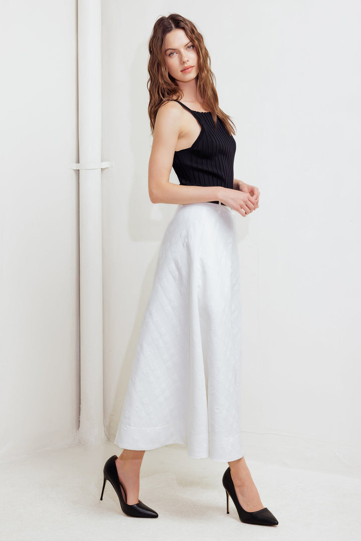 DOWNTOWN EASE WOVEN MIDI SKIRT