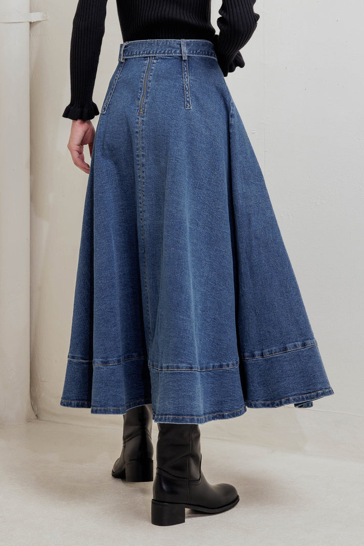 COWBOY CURVE DENIM MIDI SKIRT