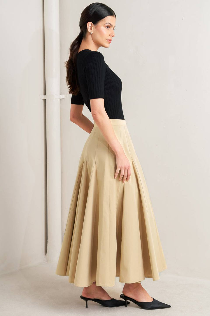 PALE FRAME WOVEN TAUPE CIRCLE SKIRT