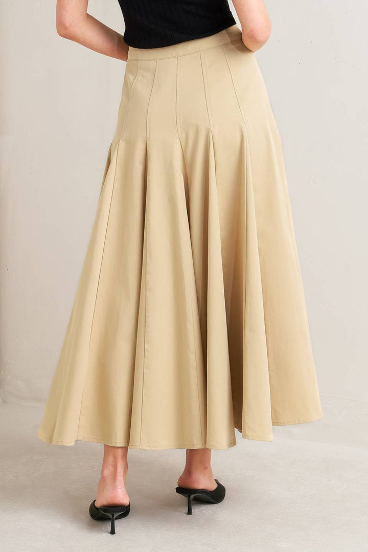 PALE FRAME WOVEN TAUPE CIRCLE SKIRT