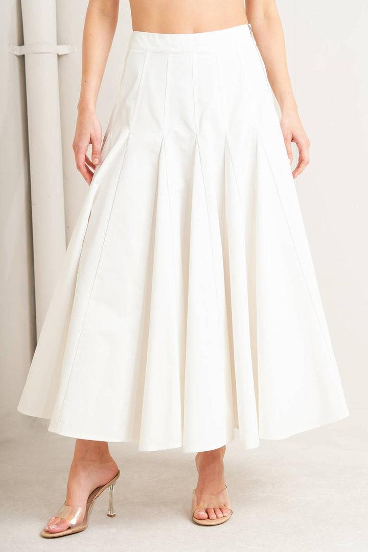 PALE FRAME WHITE WOVEN CIRCLE SKIRT