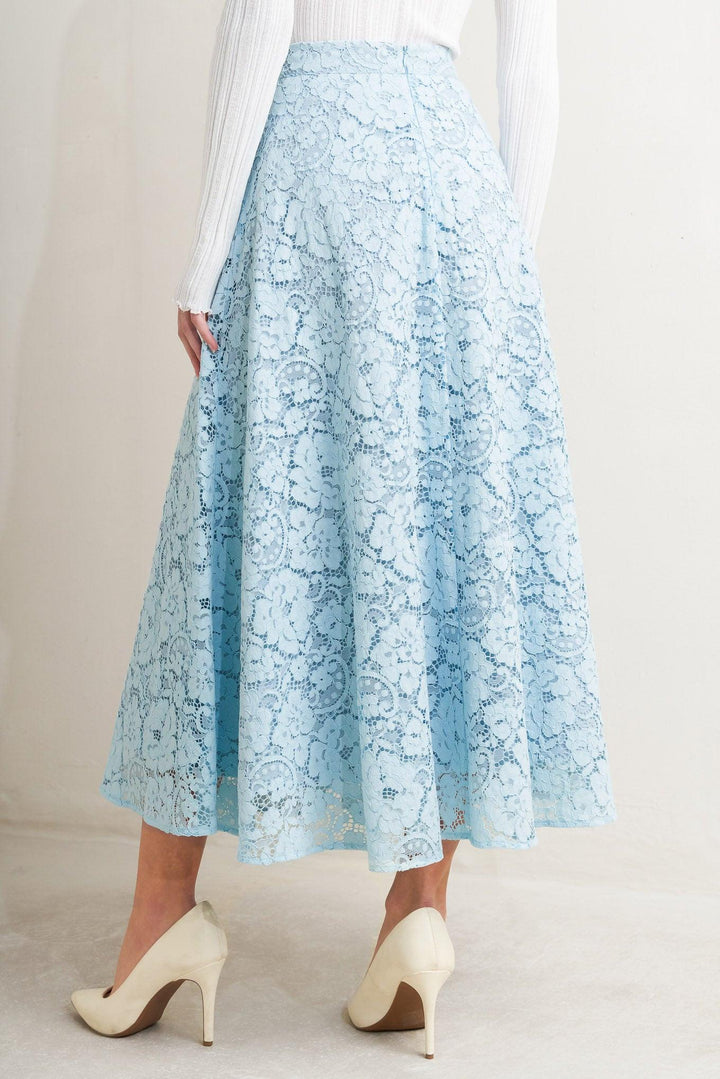 PURELY ROMANTIC WOVEN LACE MIDI SKIRT