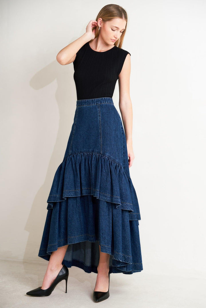 SUNDAY STROLL DENIM MAXI SKIRT
