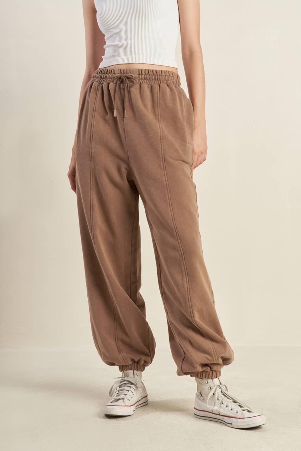 Front view of Delightful Drape French Terry Jogger Pants