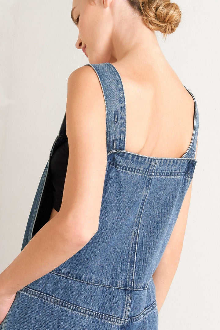 LET ME TALK DENIM CARGO JUMPSUIT