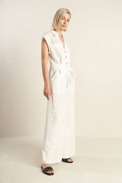 KNOW BETTER WOVEN EYELET JUMPSUIT