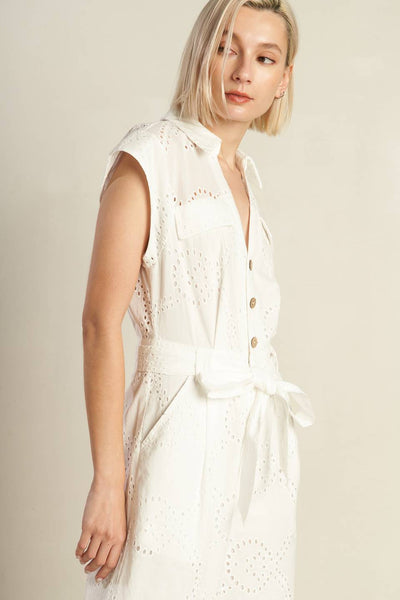 KNOW BETTER WOVEN EYELET JUMPSUIT