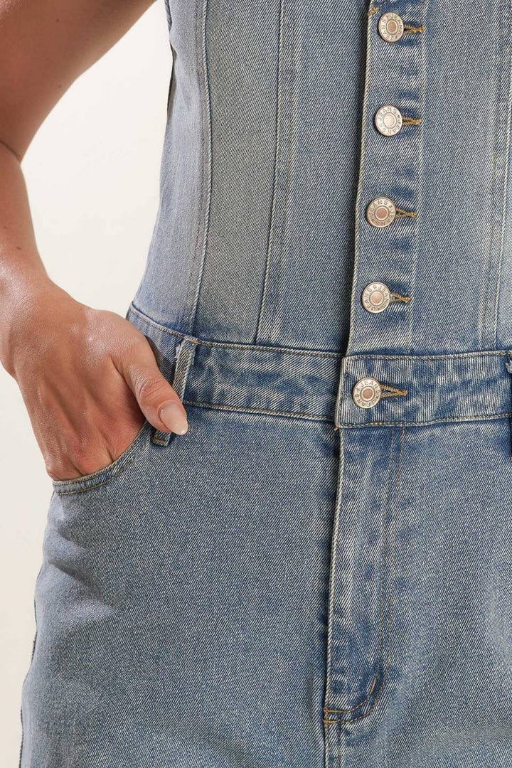 WALK WITH ME DENIM JUMPSUIT
