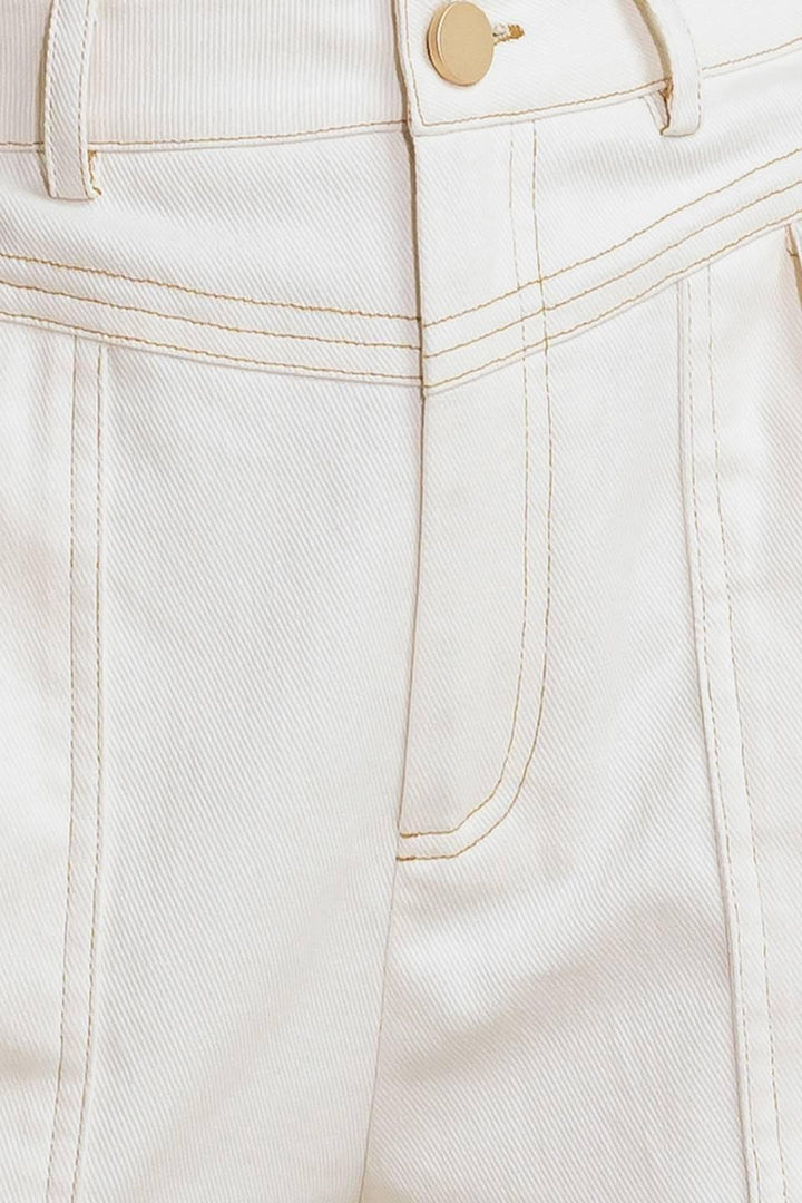 SIMPLY MINE CREAM WOVEN SHORT