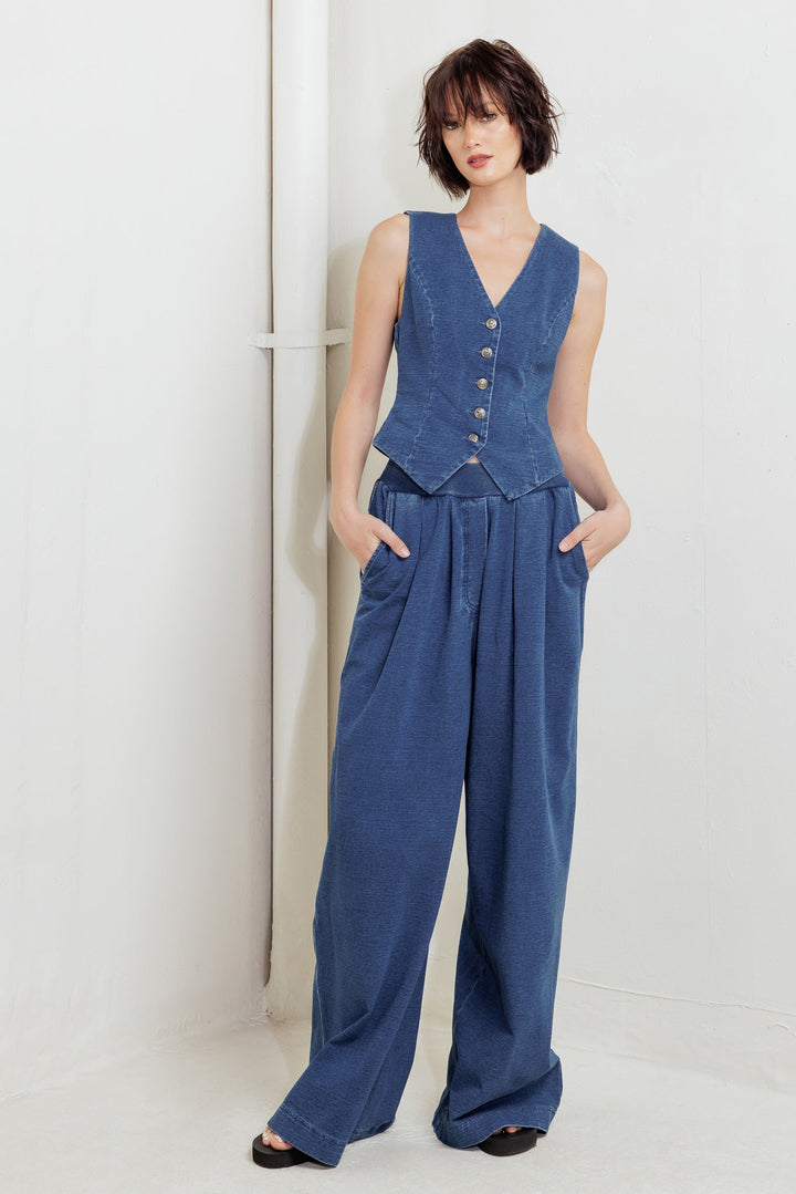 URBAN INDIGO FRENCH TERRY DENIM PANTS