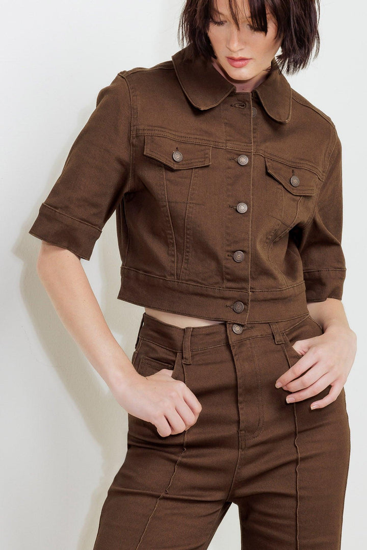 EFFORTLESS EDGE BROWN TWILL PANTS
