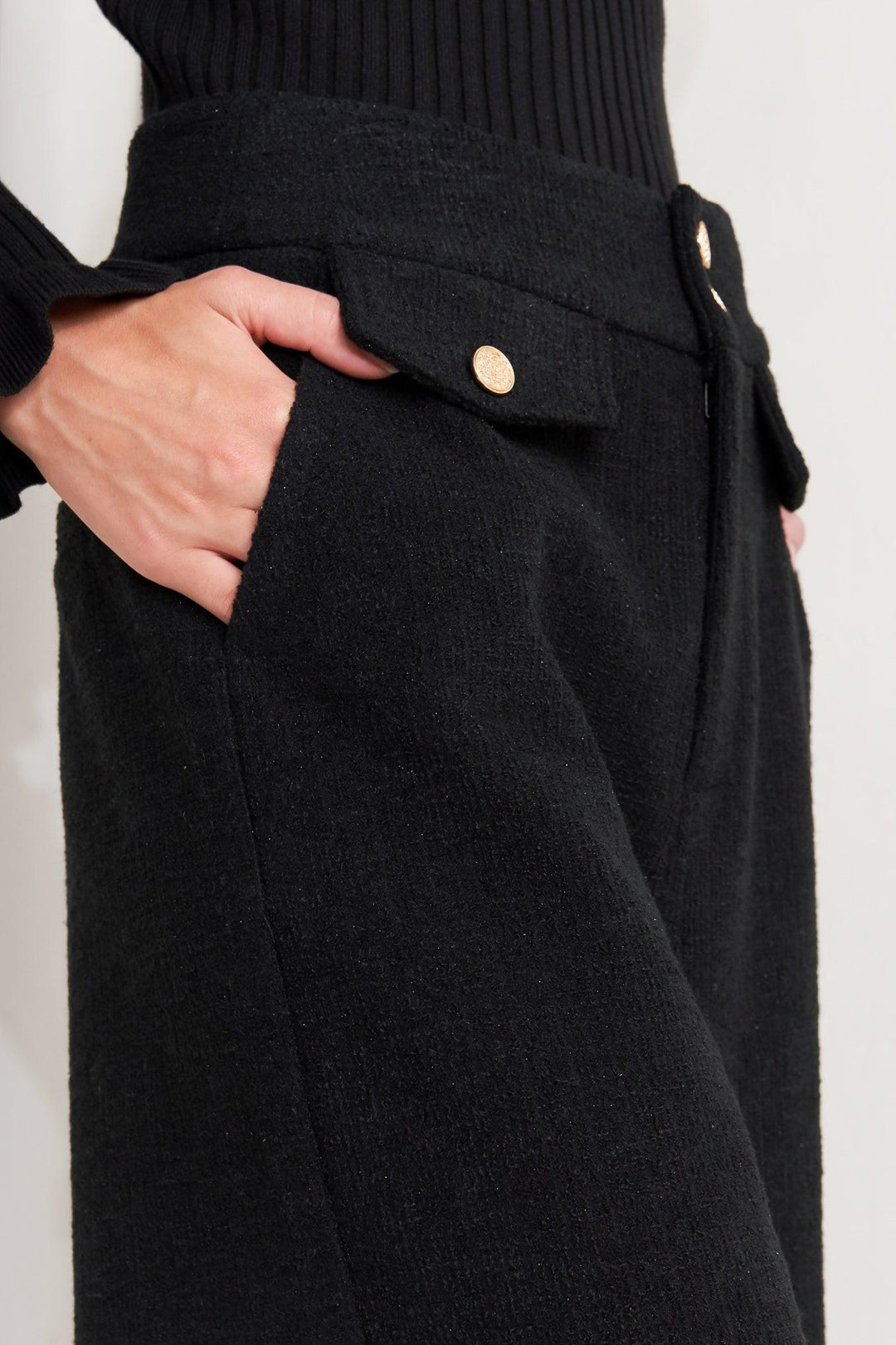 PRESTIGE VOLUME BLACK WOVEN PANTS