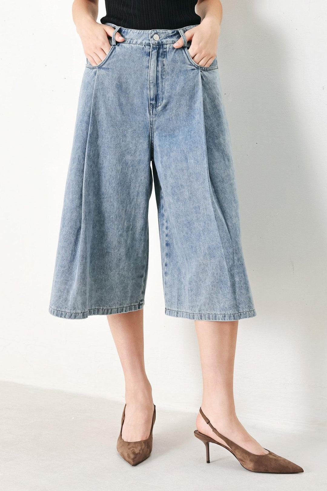 SKY CHARMER DENIM CULOTTE PANTS