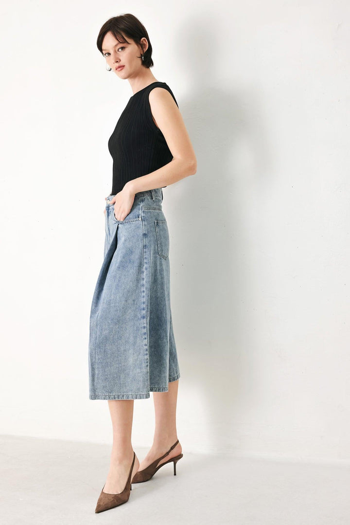 SKY CHARMER DENIM CULOTTE PANTS