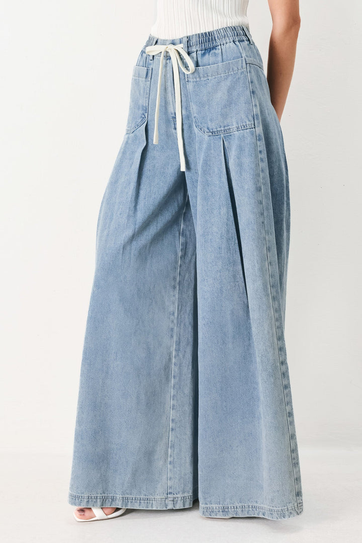 CLOUD WASH PALAZZO DENIM PANTS