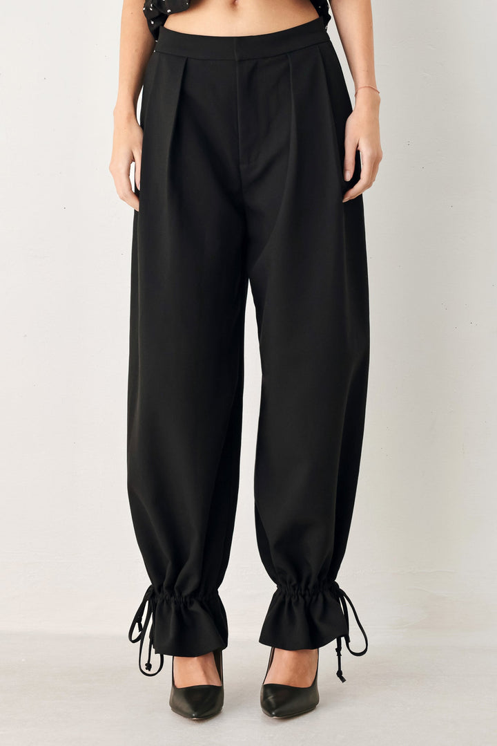 NOIR DRAWSTRING WOVEN PANTS