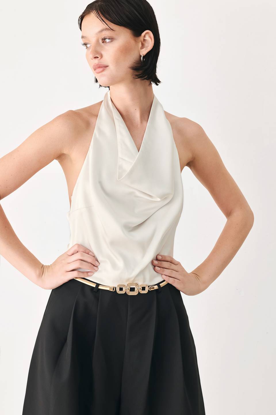BLACK &amp; CREAM POISE WOVEN JUMPSUIT