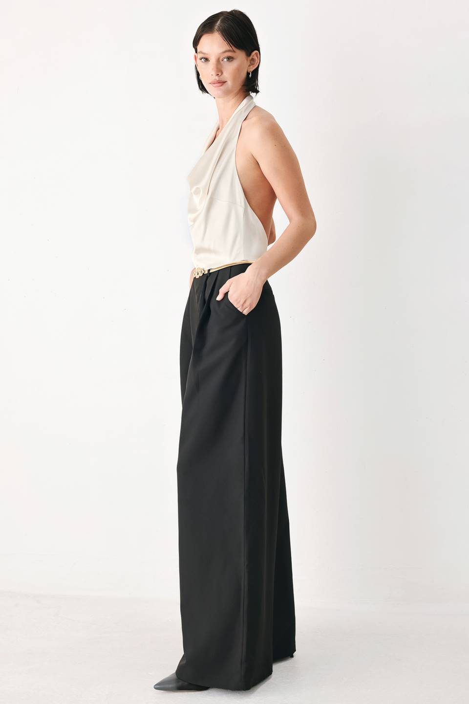 BLACK &amp; CREAM POISE WOVEN JUMPSUIT