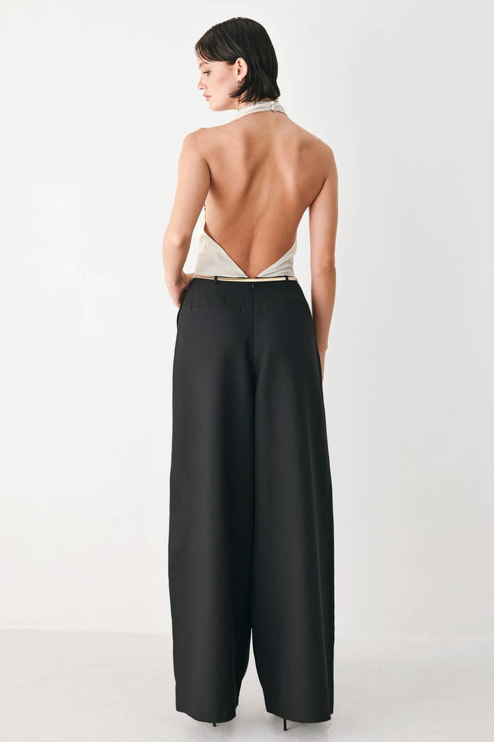 BLACK &amp; CREAM POISE WOVEN JUMPSUIT