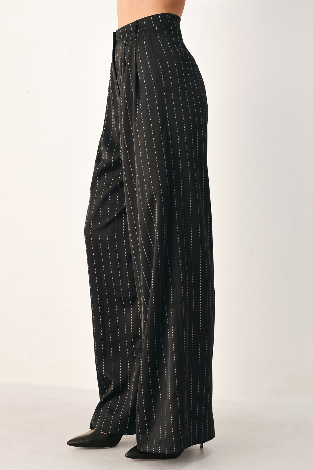 CITY AFTER DARK STRIPED WIDE LEG PANTS