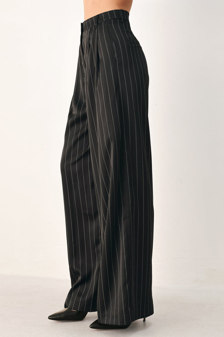 CITY AFTER DARK STRIPED WIDE LEG PANTS
