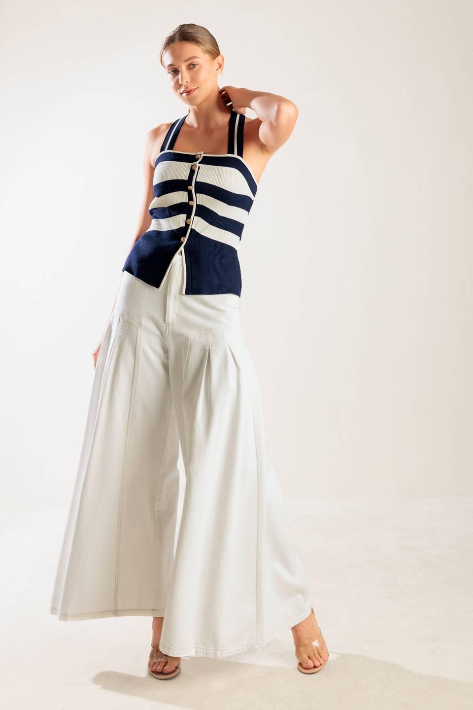 SHINE BRIGHT NAVY KNIT TOP