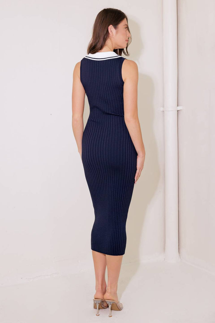 SO MAGNETIC NAVY SWEATER MIDI DRESS