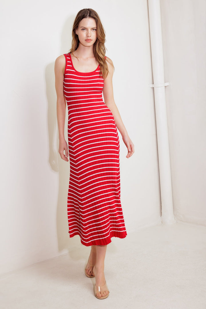 SOFT SIDE OF RED KNIT MIDI DRESS