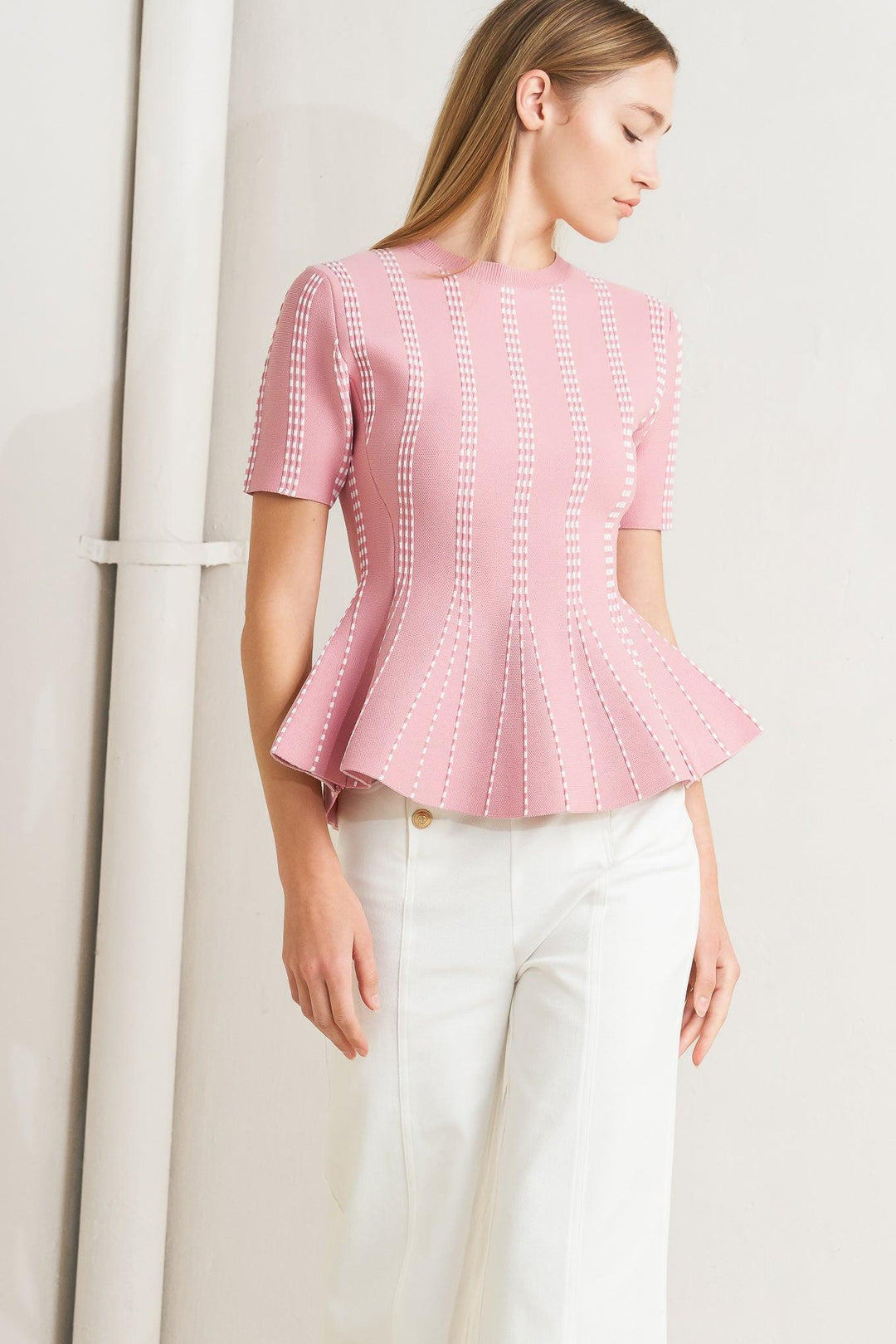 EVENING RUSTLE JACQUARD SWEATER TOP