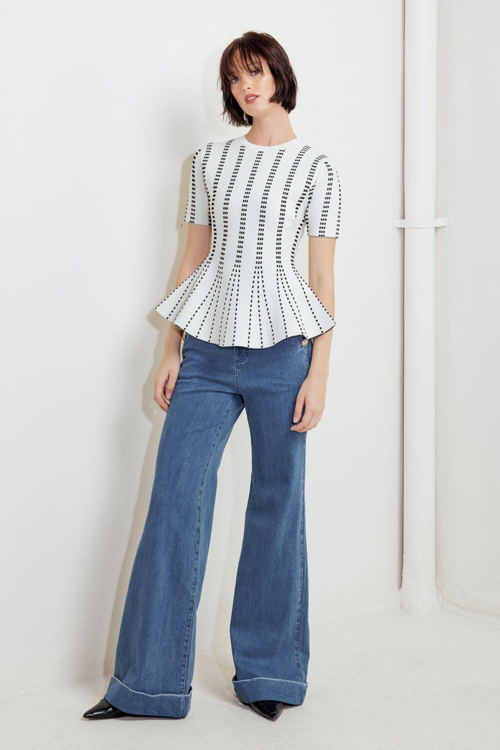 EVENING RUSTLE JACQUARD SWEATER TOP