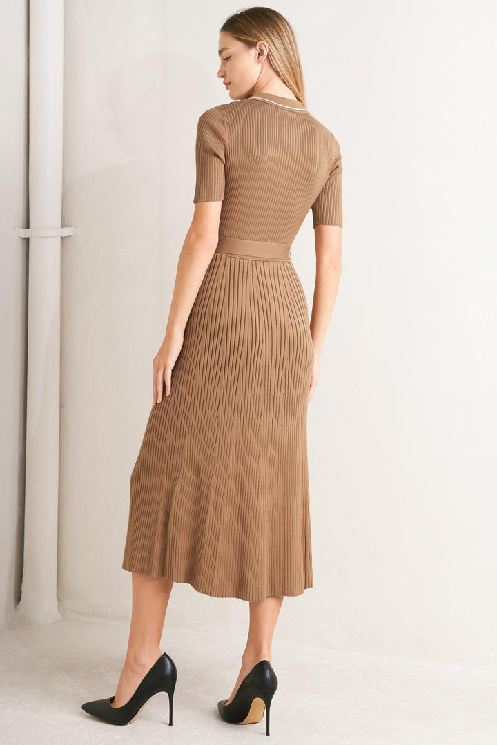 PARISIAN INSPIRED STYLE SWEATER KNIT MIDI DRESS