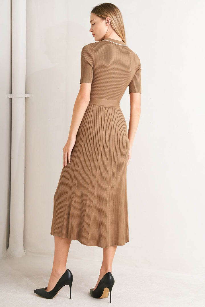 PARISIAN INSPIRED STYLE SWEATER KNIT MIDI DRESS