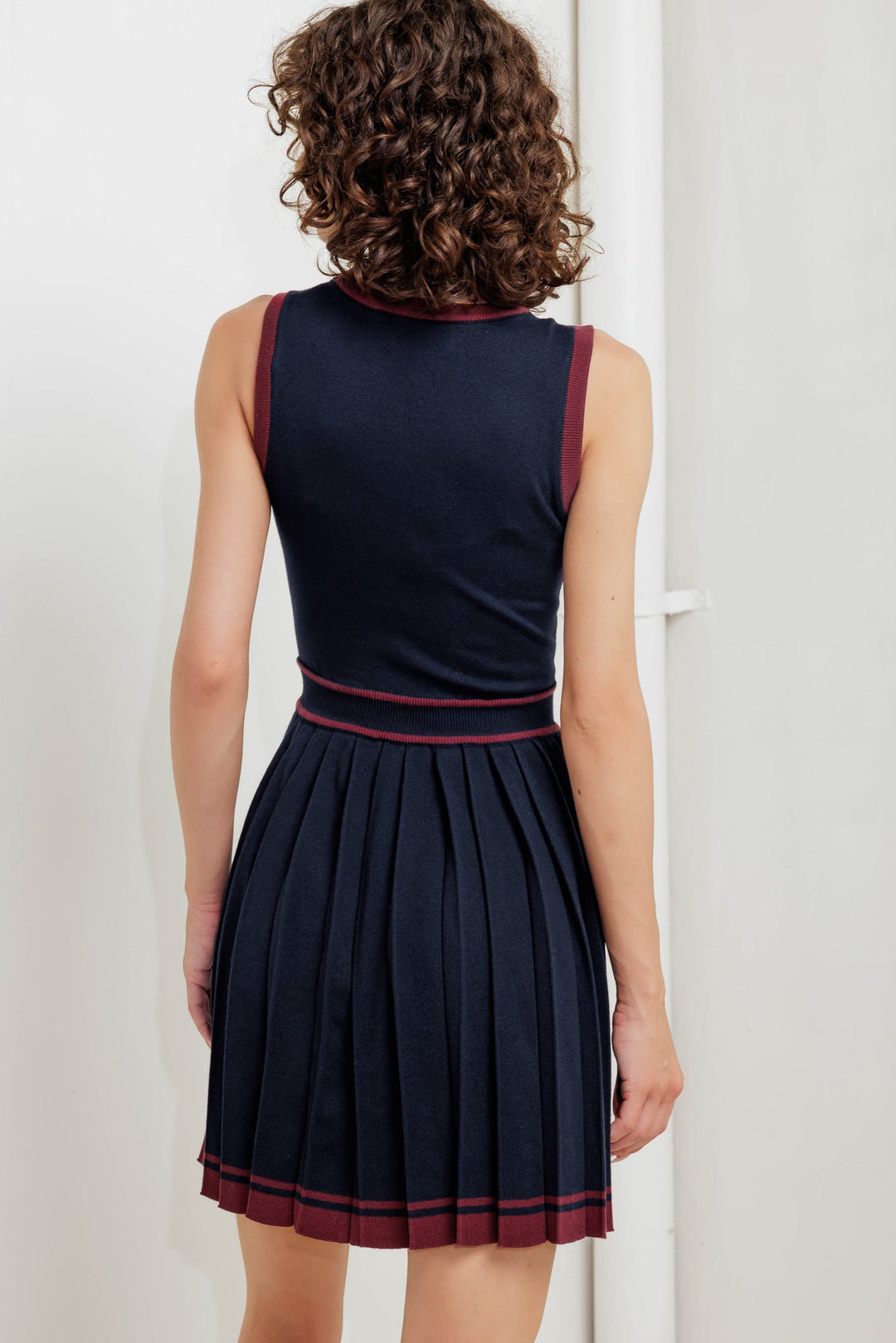 BERRY STRIPE SWEATER MINI DRESS