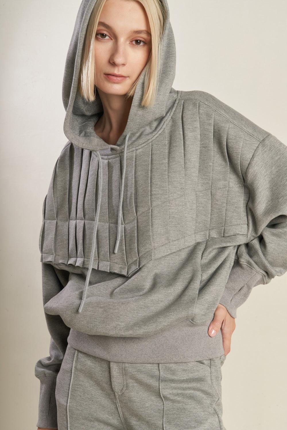 H.GREY pullover sweatshirt with pleated design, front view