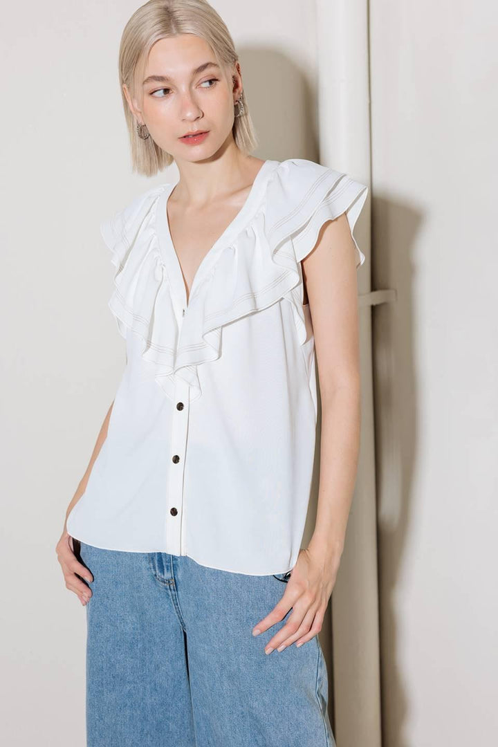 MADE FOR ROMANCE OFF WHITE WOVEN TOP