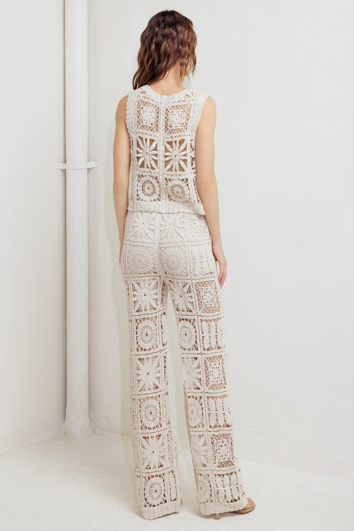 COASTAL BREEZE CROCHET VEST AND PANT SET