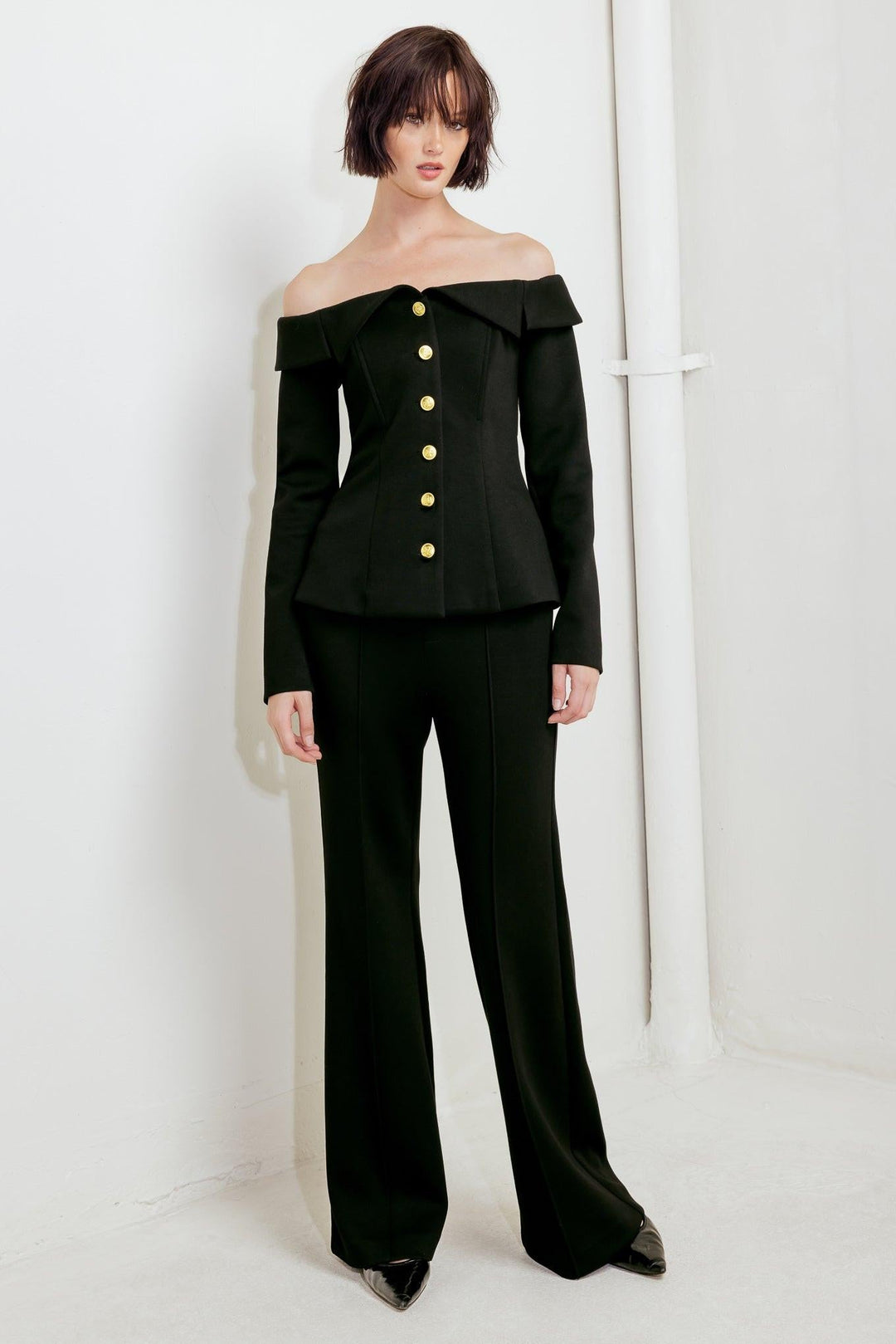 MODERN FLOW BLACK WOVEN TOP