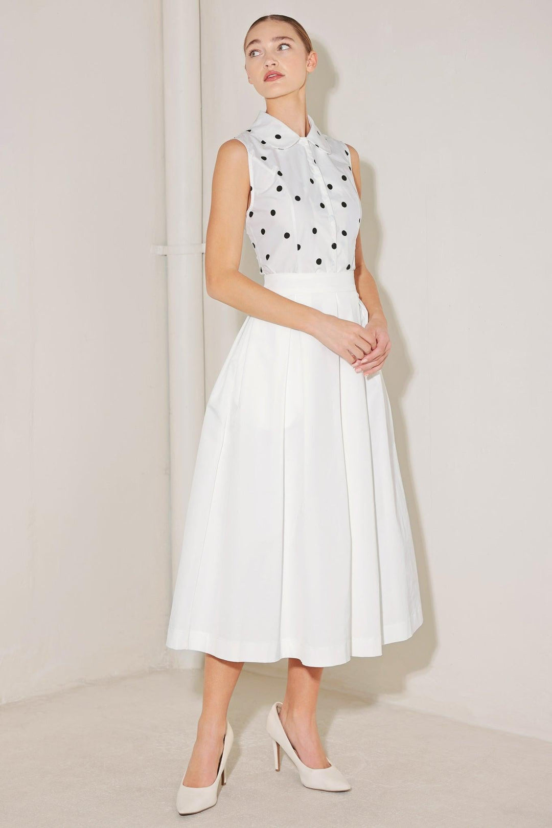 CAFÉ NOIR POLKA WOVEN TOP