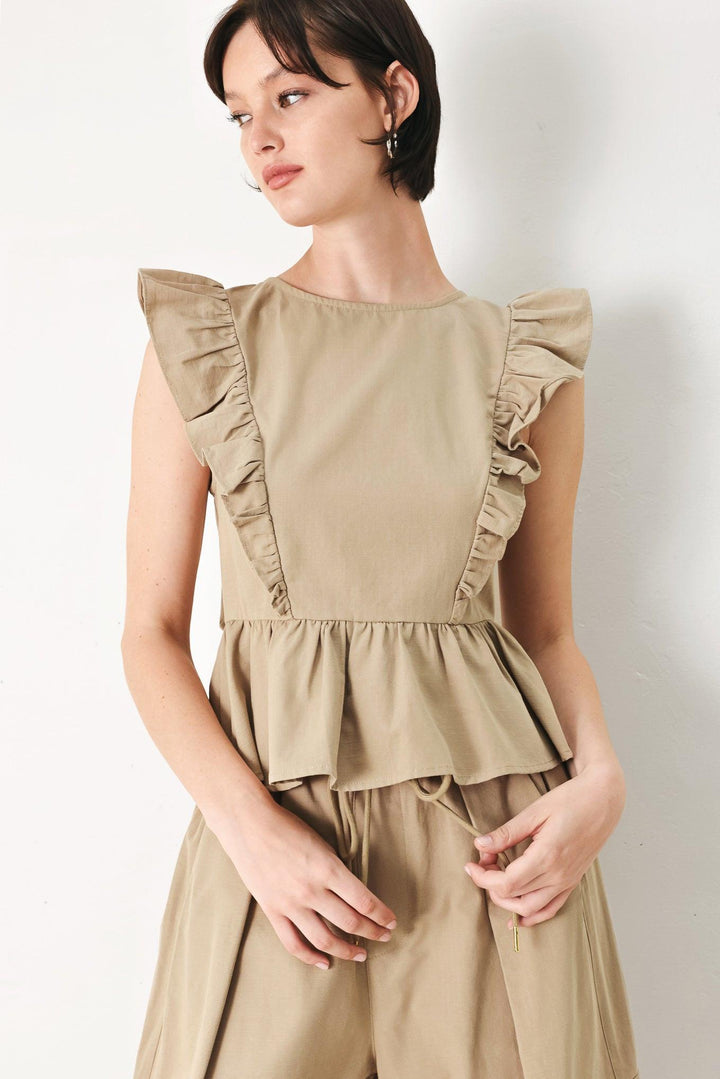 WHITE BLOSSOM WOVEN TOP