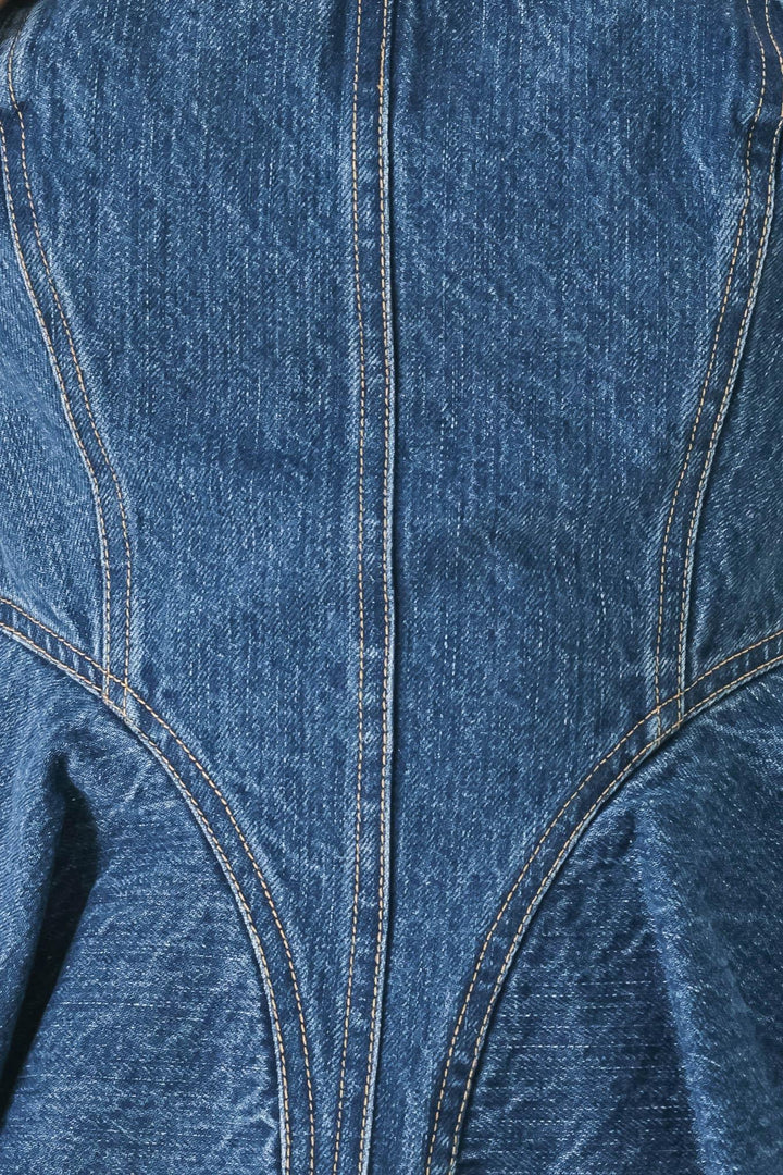 BLUE BLOSSOM BUSTIER DENIM TOP
